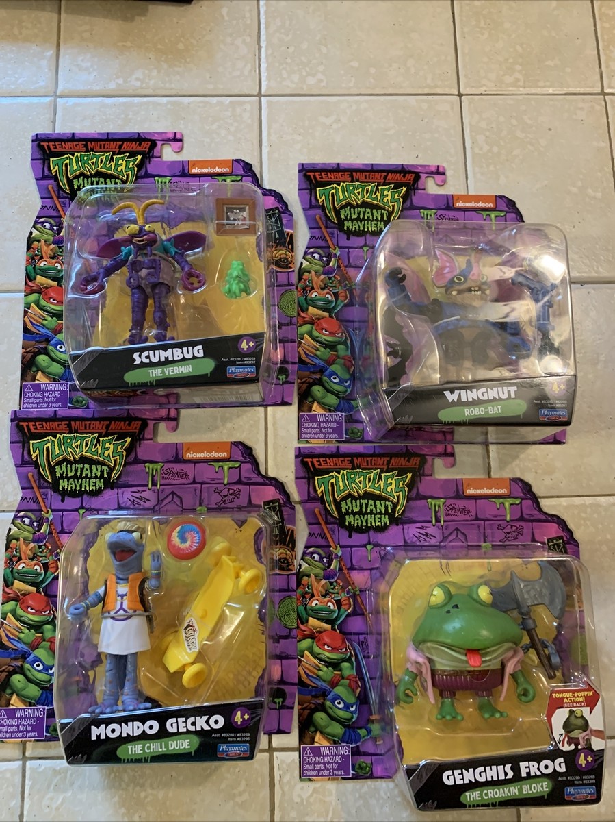 TMNT Mutant Mayhem Wave 2 Set Of 4 Mondo Gecko Wing Nut Scumbug