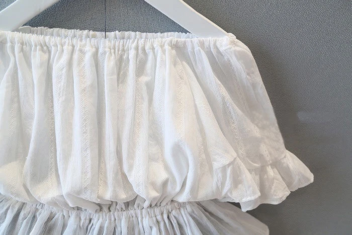 2pcs Kids Baby Girls Outfit Off Shoulder Tops+ Denim shorts Summer Clothes Set - Image 2 of 4