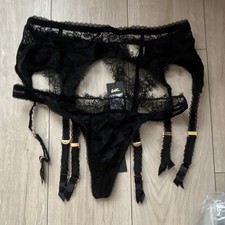 Dita Von Teese Black XL Garter Belt With M Black Lace Thong. New With Tags