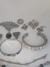 Vtg Sterling 925 TAXCO, Native  Art Deco bracelets earrings lot 271 grams