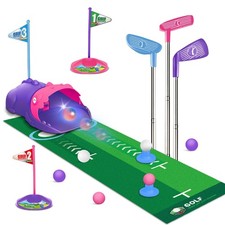 Kids Toy Golf Set with Dinosaur Automatic Golf Returner, Led Light Up Night G...