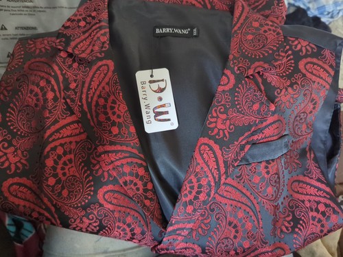 Red Black Tuxcedo Vest Men's NWT XXXL - Picture 2 of 5
