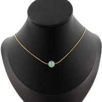 Steine Und MinéRaux. Halskette 1 Perle Angelite 8 MM Kette Stahl Golden Inoxyda