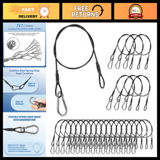 20 Pack Black Security Cables with Loops  Carabiners, 2ft Stainless Steel Wire