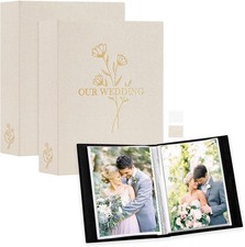 2 Pack 5x7 Wedding Photo Albums Each Holds 50 Pictures Linen Slip-in Pockets