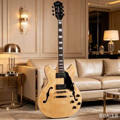 Grote Semi-Hollow Electric Guitar, NAT Finish, H-H Pickups, Model GT335-01