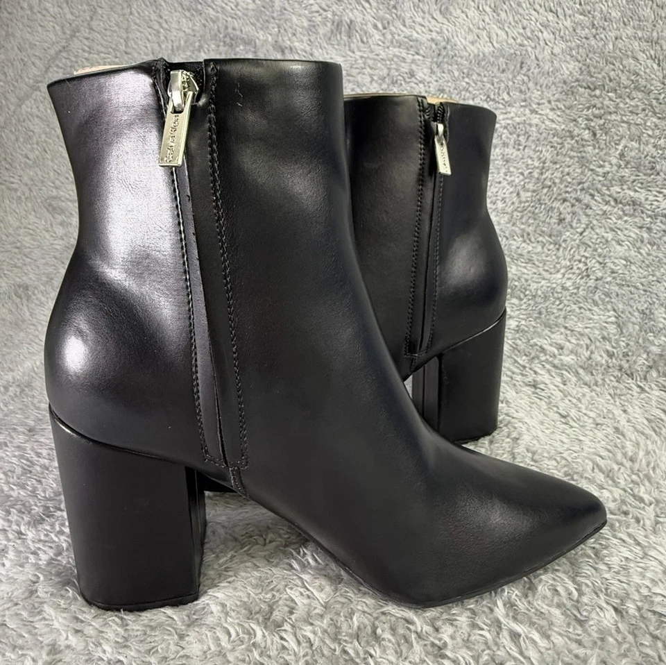 Calvin Klein KCMinna 2 Botines Para Mujer Cuero Negro Tacón Alto Botines 8.5 Foto 4 de 4