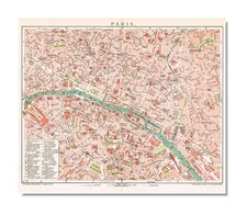 PARIS  Original map Antique  plan DATED  1898 FRANCE République française
