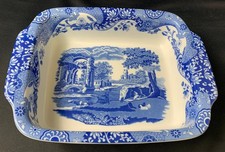 Spode Italian Square Baking Dish Blue White Ceramic Platter - Z#1008