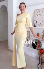 ZARA NEW WOMAN CAP SLEEVES OPEN BACK CAPE MAXI DRESS BRIGHT YELLOW  4661/209/322