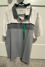 Calvin Klein Men s Polo Shirt Gray White Size XL Wicking Quick Dry New w/ Tags