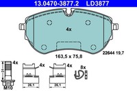 Bremsscheiben-BremsbeläGe-Kit ATE 13.0470-3877.2 VAG 2H6 698 151 A