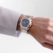 Patek Philippe Nautilus 5980/1AR-001 Chronograph Stainless Steel Rose Gold Blue 2