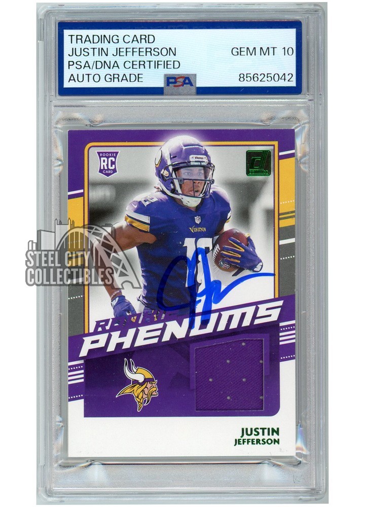 Justin Jefferson 2020 Donruss Rookie Phenoms Green Jersey Auto #RP-JJ PSA/DNA 10