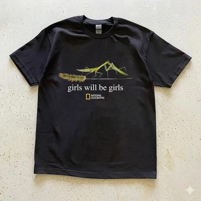 Girls Will Be Girls Praying Mantis T-shirt, Vintage Aesthetic Insect T-Shirt