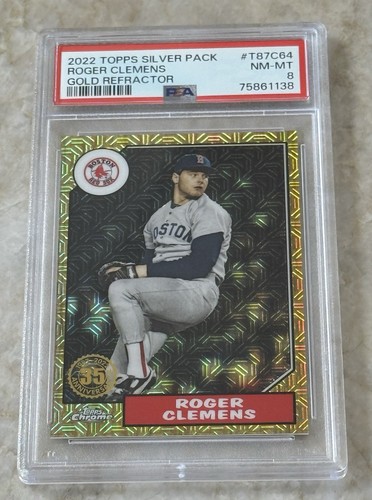 1987 Fleer/2022 Topss Silver Pack Gold/50 Roger Clemens (lotto di 3 carte) PSA anni 8 - Foto 2 di 4