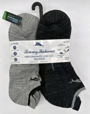 NEW 6 PAIR PACK MENS TOMMY BAHAMA PERFORMANCE LOW CUT TAB SOCKS MSRP $44 BLACK