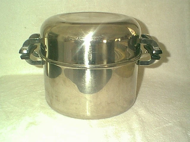 NICE VINTAGE COOK-RITE 6 QT STOCK POT & DOMED LID 18-8 TRI PLY STAINLESS STEEL