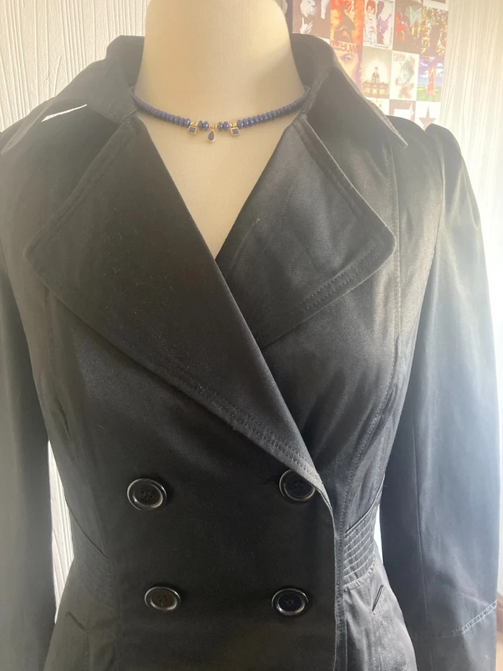 Black Military Gothic Steampunk Victorian Short Jacket Mac Coat Size 8 10 12 14 - Image 3 of 4