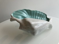 Poole Pottery Conch Shell Vase C57 Seagull Grey With Ice Green -  8” - VGC