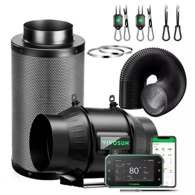 Aerozesh T6 6 In. Inline Duct Fan Kit with Growhub E42A plus Controller, Black C