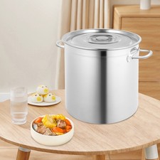 35L Large Deep Stainless Steel 201 Cooking Stock Pot with Lid - CATERING