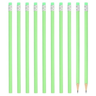 Round Pencils, 24 Pack HB Graphite Pencils with Eraser Wood Pencils, Green