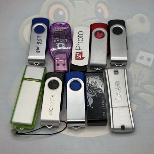LOT of 10 USB Flash Drives - Various Brands - Various Sizes - Untested - GC987