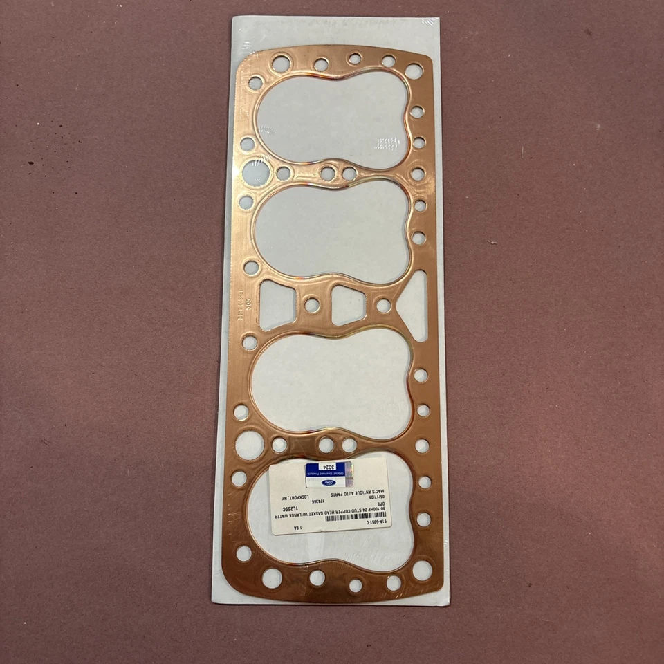 Junta de cabeza de cobre Ford Flathead V8 NOS 505 90 95 100 HP 24 pernos 1938-42 OEM Foto 2 de 4