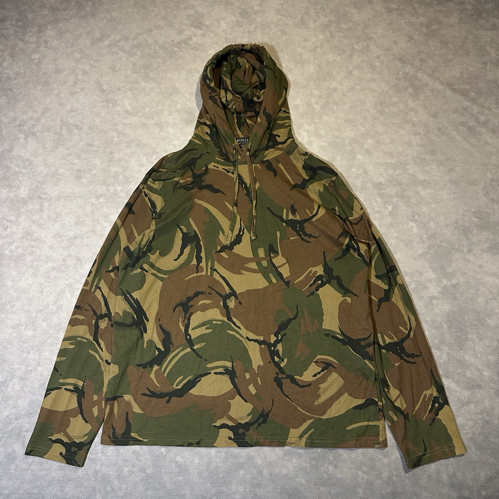 Polo Ralph Lauren felpa con cappuccio uomo grande mimetica leggera pullover mimetico pony