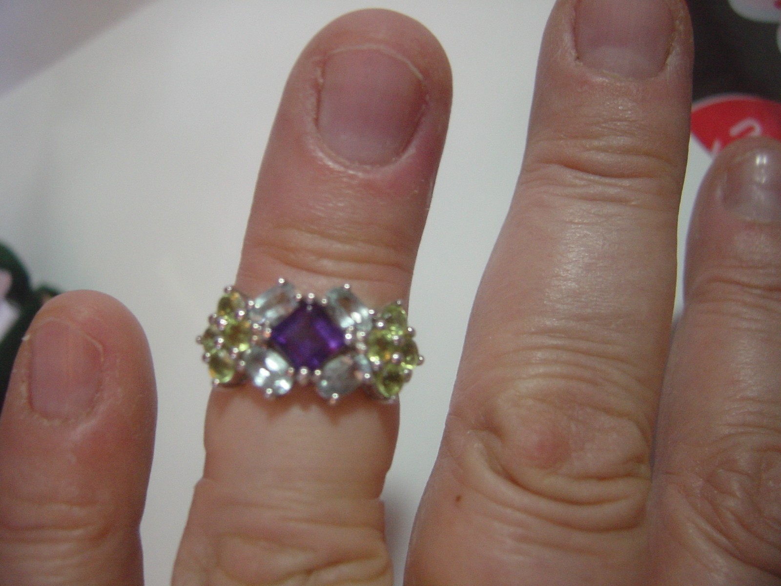 quality Solid Silver Ring-superb peridot-sky blue… - image 7