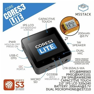 M5Stack CoreS3 Lite ESP32S3 IoT Dev Kit SKU: K128-LITE