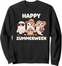 Halloween Ghost Summer Design Funny Halloween Unisex Black Crewneck Sweatshirt