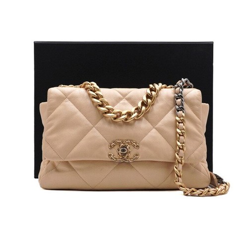 CHANEL Large Flap Chain Shoulder Bag AS1161 19 Beige 156712418