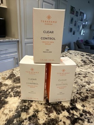 Terasana Clear + Control Healthy Skin Serum 1 Fl Oz CBG Squalane  Lot Of 3   