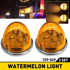 2PCS AMBER WATERMELON LED LIGHT W/CHROME RING 17 LEDS MARKER AND TURN SIGNAL USA