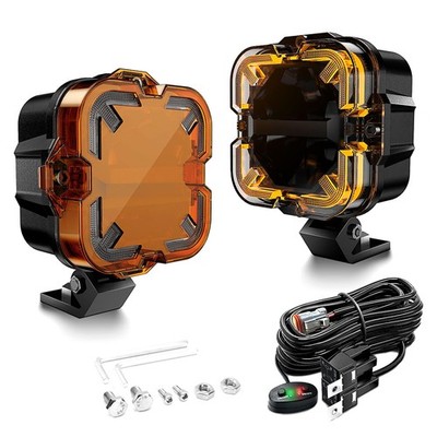 2x 90W 4'' LED Pod Lights Off Road Work Driving Lamp for Jeep Truck SUV ATV UTV