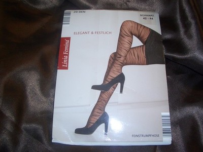 Linia Femina tolle gemusterte Nylons Feinstrumpfhose Gr. 42-44 schwarz 20DEN OVP