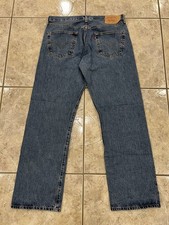 VTG Y2K Levis 501 Jeans Mens 36X30 Blue Denim Pants Button Fly DISTRESSED 00s