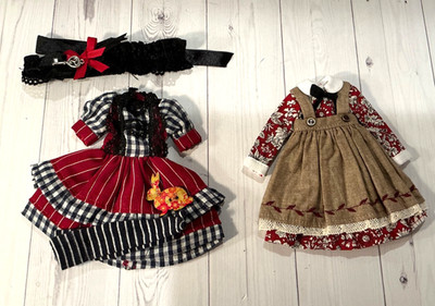 Two  Dresses with Red for 12'' Blythe Dolls, New Unused, Party or Casual, Cute!