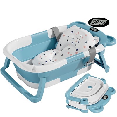 TPN Collapsible Baby Bathtub for Infants to Toddler with Real-time Temp Monit...