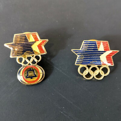 Olympic Star 1980 Committee Pin Hat Lapel Rings and Bell (Lot of 2)