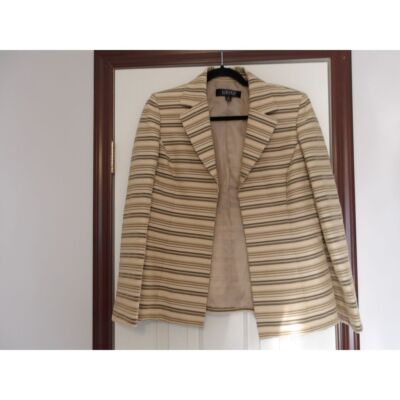 Kasper Beige Brown Striped Professional Blazer Jacket Office Wear