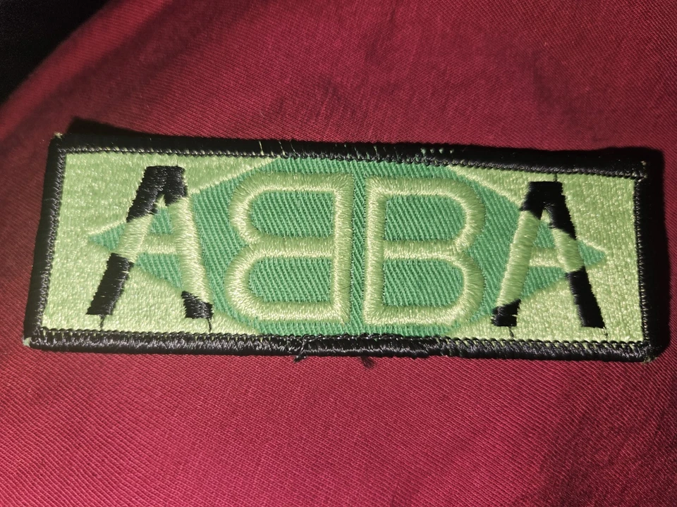 ABBA  Aufnäher Patch 11x4cm Rarität aus  70er o 80er Vintage schwarz/hellgrün 