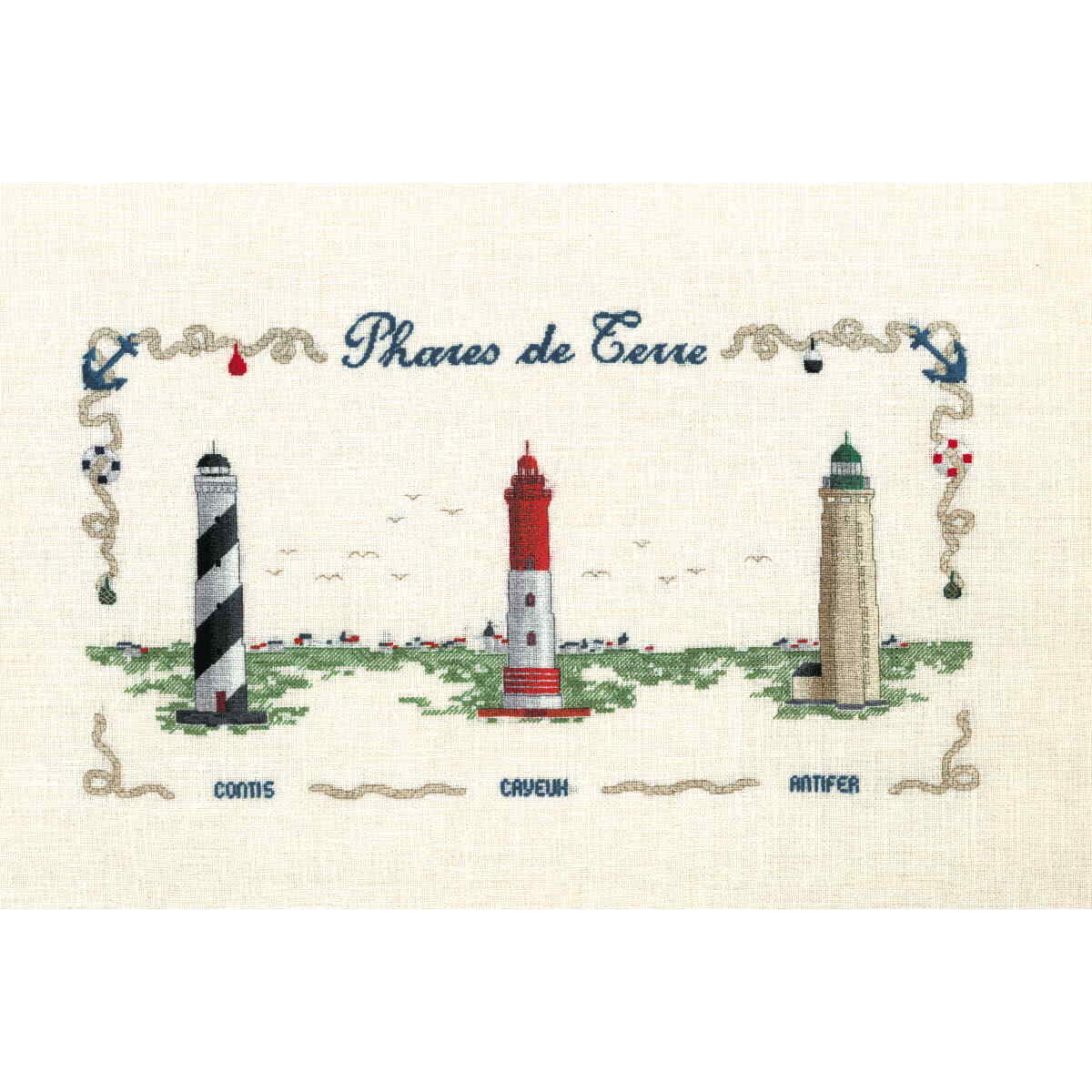 Le Bonheur des Dames counted petit point kit ""Earth Lighthouses"", 33x18cm, DIY