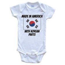 Made In America With Korean Parts South Korea Flag Funny Baby Bodysuit