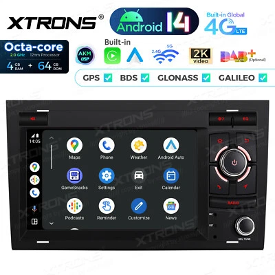 7" Autoradio Android 14 4G+64G für Audi A4 S4 B6 B7 SEAT AKM DSP GPS Navi 4G LTE