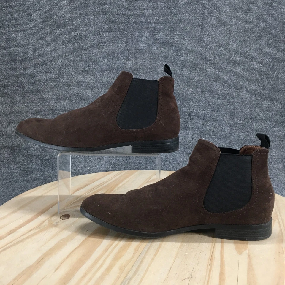 H&M Chelsea Botas Para Hombres 44 Marrón Gamuza Tirar en el Tobillo Botín Informal Puntera Almendra Foto 2 de 4