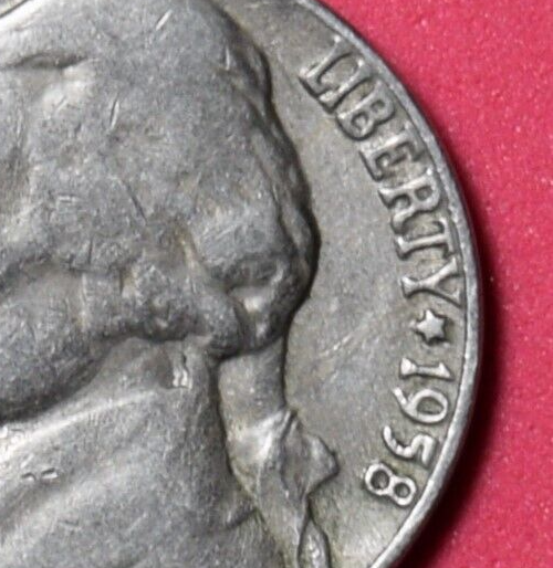 Rare 1958 Jefferson five cent nickel, D mint mark, great condition