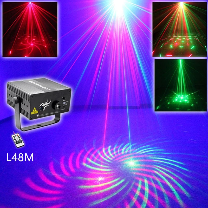 Classic Remote Green RED Laser Stage Lighting Blue LED DJ KTV Xmas Party Light